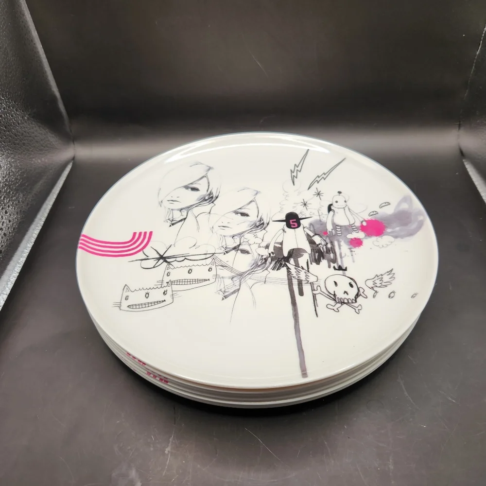 Poketo Melamine Dinner Plates by Artist Ogi Set of 6
